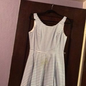 Blue and white striped dress